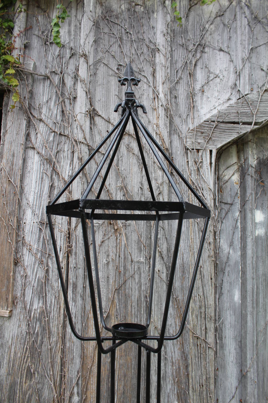 Vintage Outdoor Wrought Iron Candle Lantern 81" Light