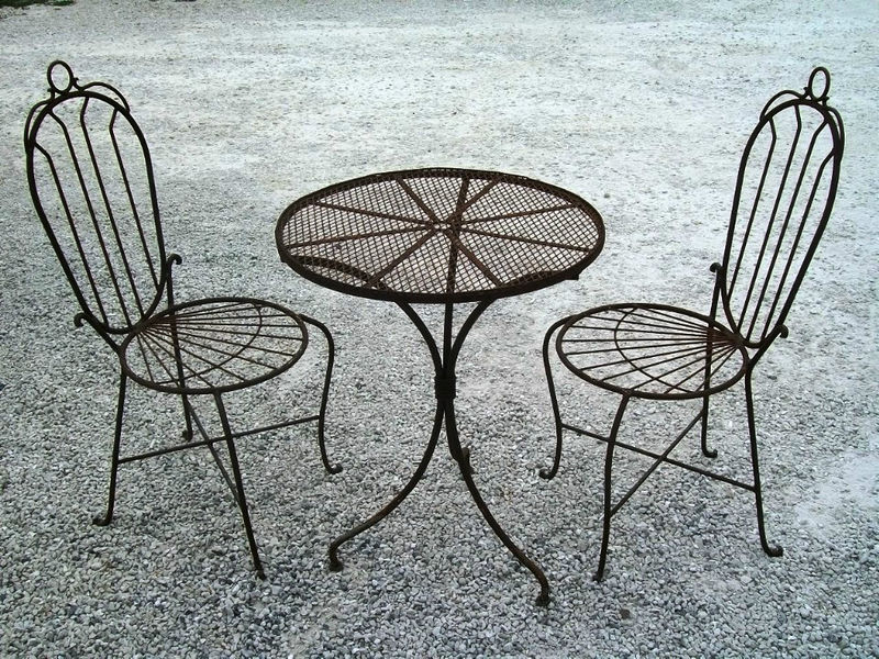 Wrought Iron 2 Chairs & Table Set — free download
