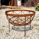 Wrought Iron 20 Garden Sphere Ring Riser Stand Rustic Metal Display