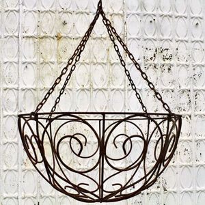 Wrought Iron 24 Diameter XLG Curly Hanging Basket