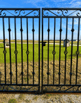 Wrought Iron 5ft Tall x 11ft Wide Center Divide Flat Top Donovan Gate