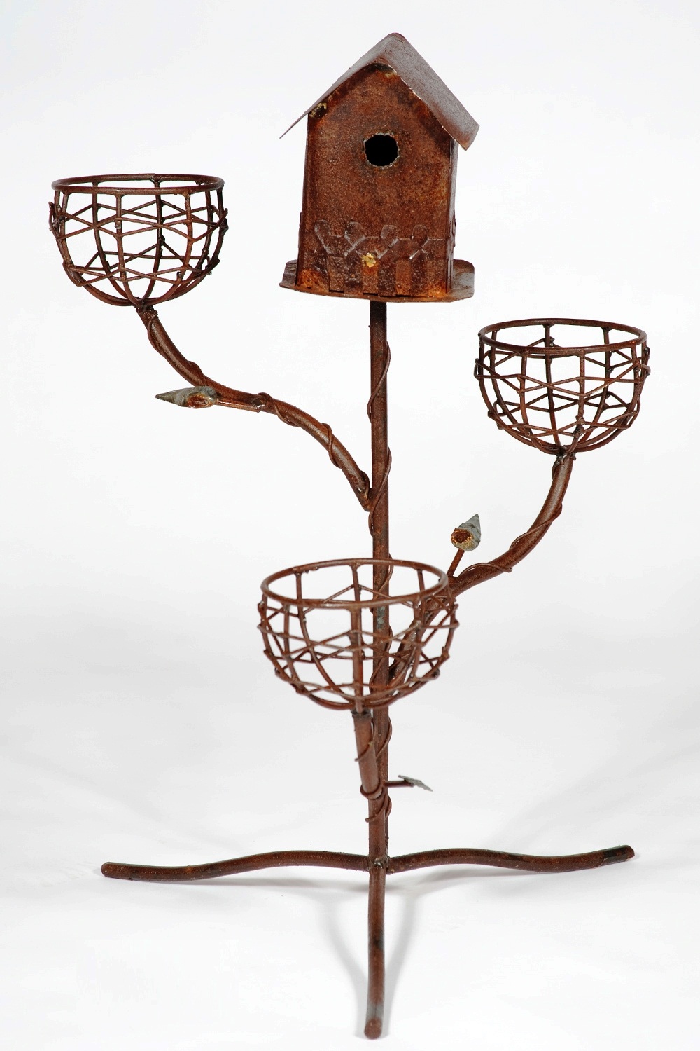 Wrought Iron Birdhouse Tree with Nests