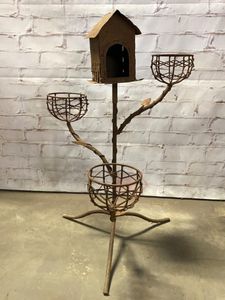 Wrought Iron Birdhouse Tree with Nests