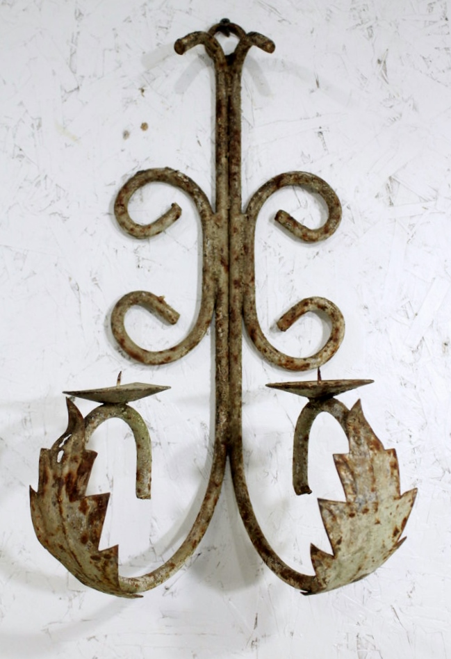 Wrought Iron Double Candle Sconce Wall Lighting