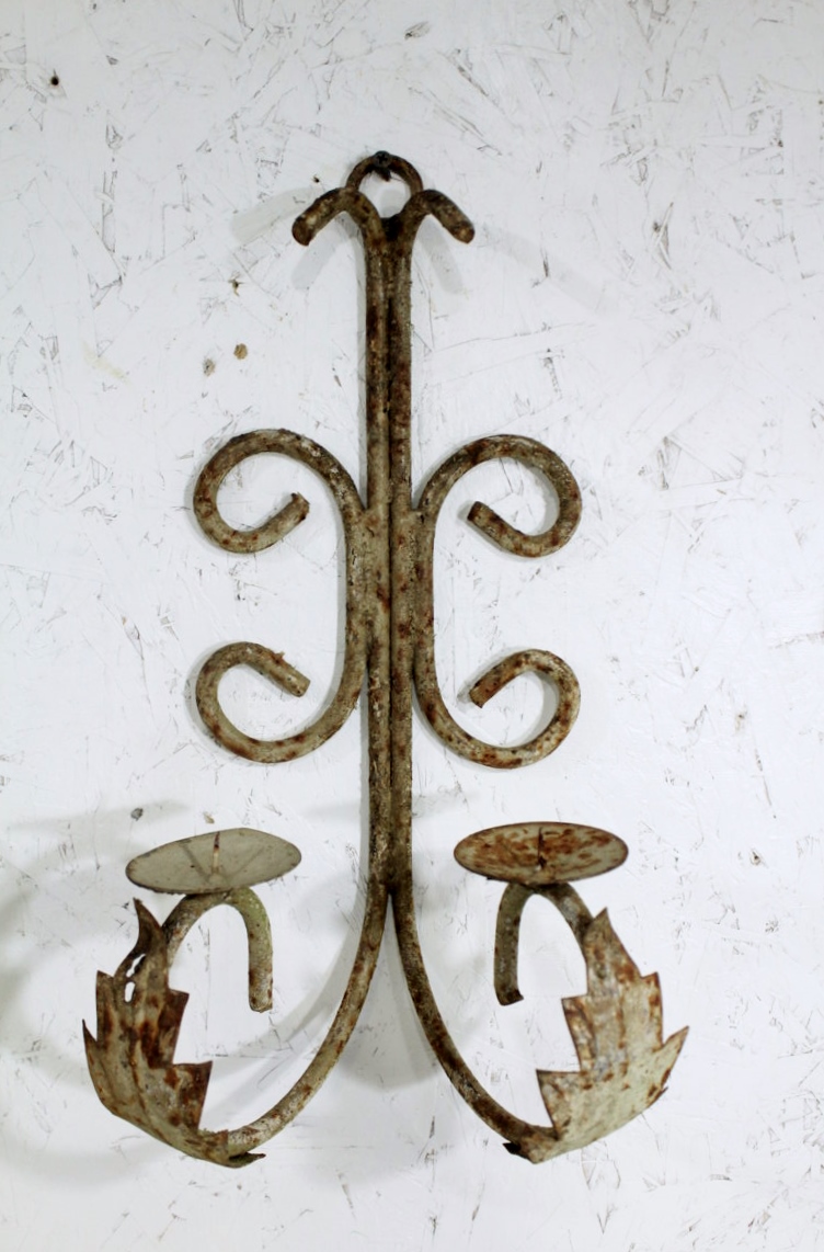 Wrought Iron Double Candle Sconce Wall Lighting