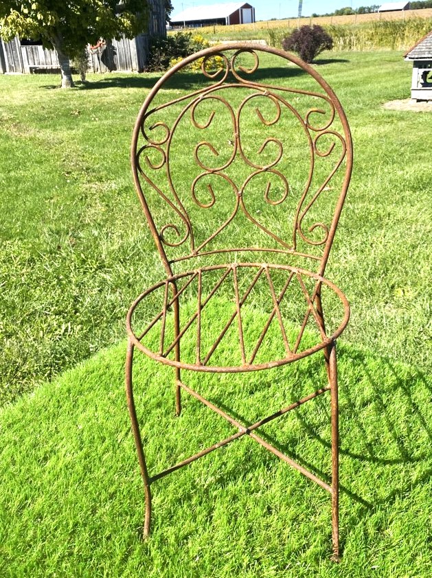 Wrought Iron Small Round Chair Patio Furniture