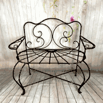 Wrought Iron Small Child's Swirl Loveseat Bench Patio Seating