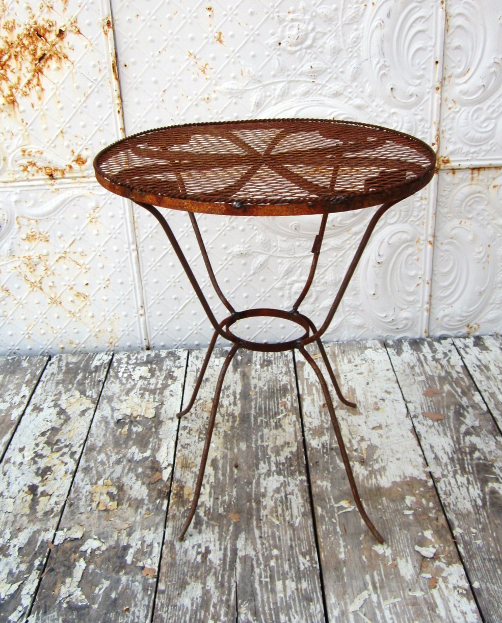 Wrought Iron Small Table Metal Seating Patio Furniture