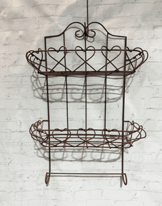 Wrought Iron Cross Heart Basket Shelf - Pot Holder