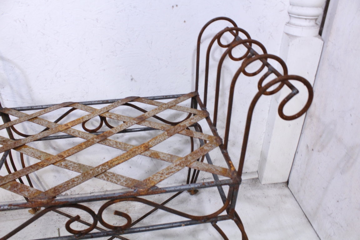 Wrought Iron Curl Arm Bench Vanity Seating