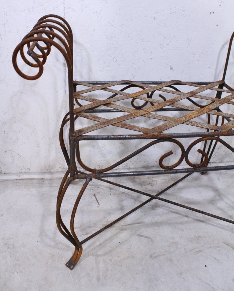 Wrought Iron Curl Arm Bench Vanity Seating