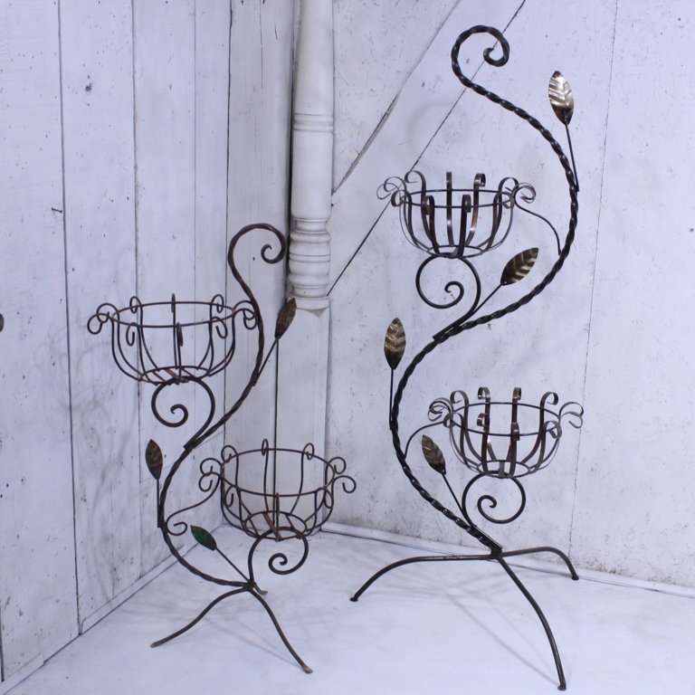 Wrought Iron Curly Trees with Baskets 2 Sizes Flower Planters