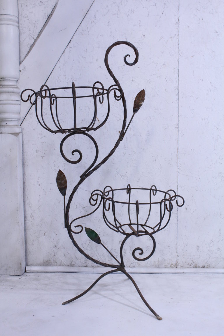 Wrought Iron Curly Trees with Baskets 2 Sizes Flower Planters