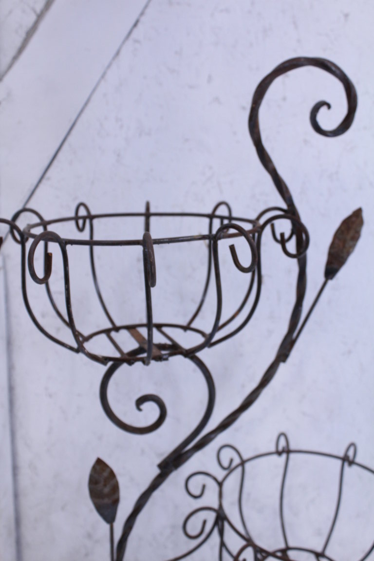 Wrought Iron Curly Trees with Baskets 2 Sizes Flower Planters