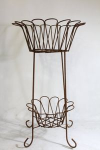 Wrought Iron Double Teardrop Planter Decorative Container