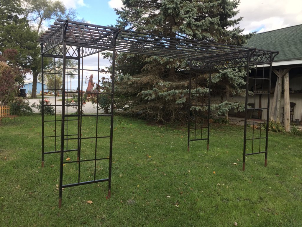 Wrought Iron Dresden Pergola Lattice Top Metal Arbor
