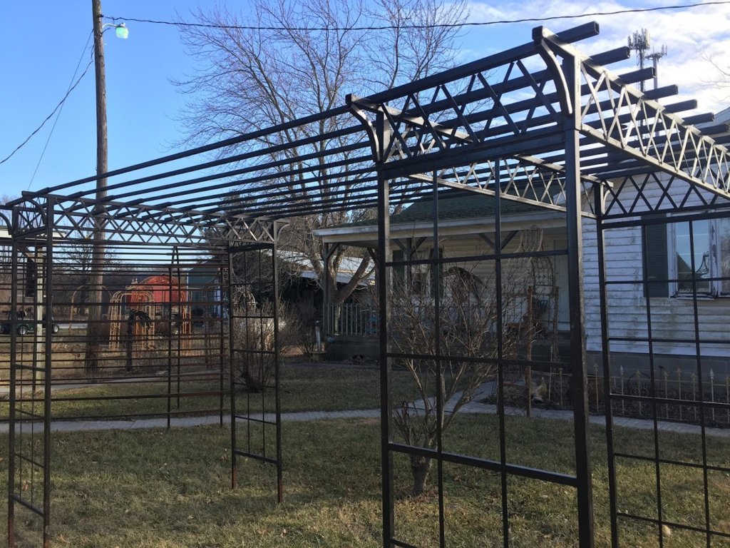 Wrought Iron Dresden Pergola Lattice Top Metal Arbor