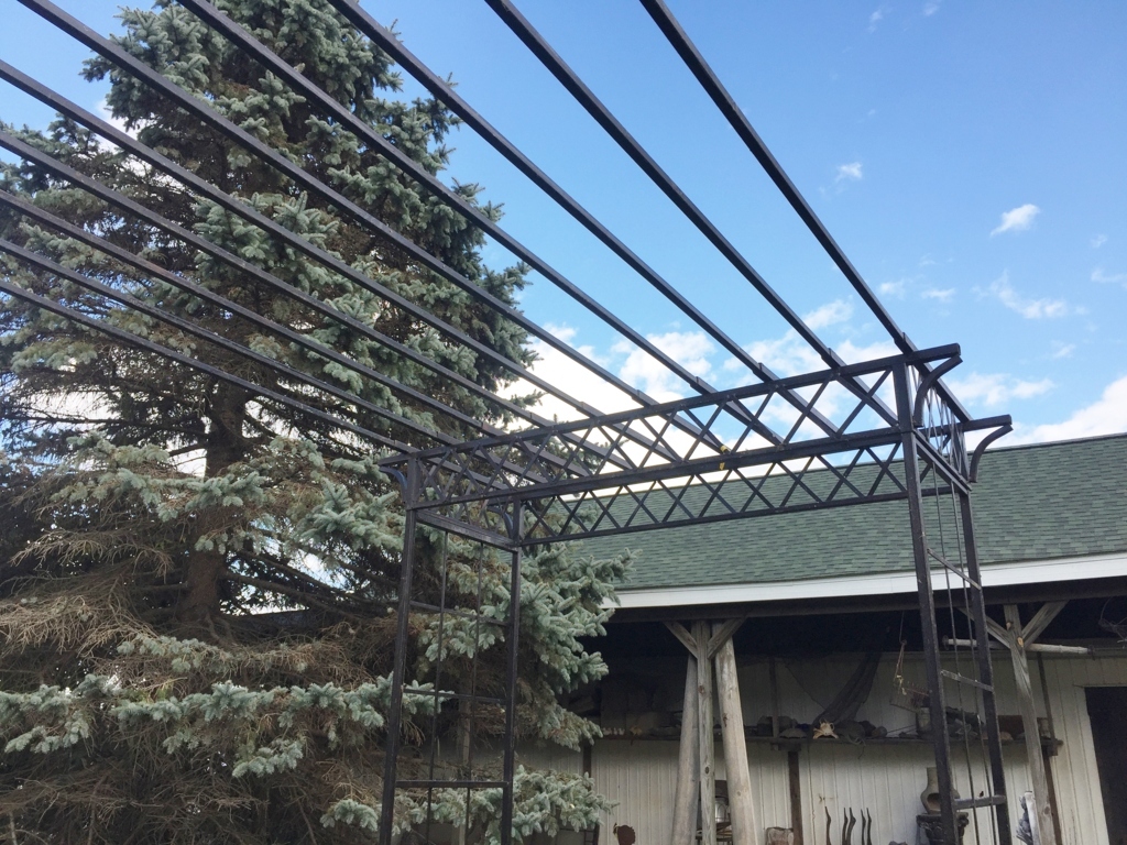 Wrought Iron Dresden Pergola Lattice Top Metal Arbor
