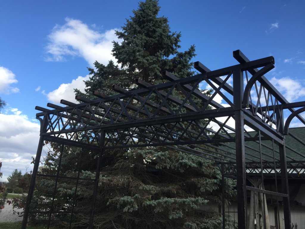 Wrought Iron Dresden Pergola Lattice Top Metal Arbor