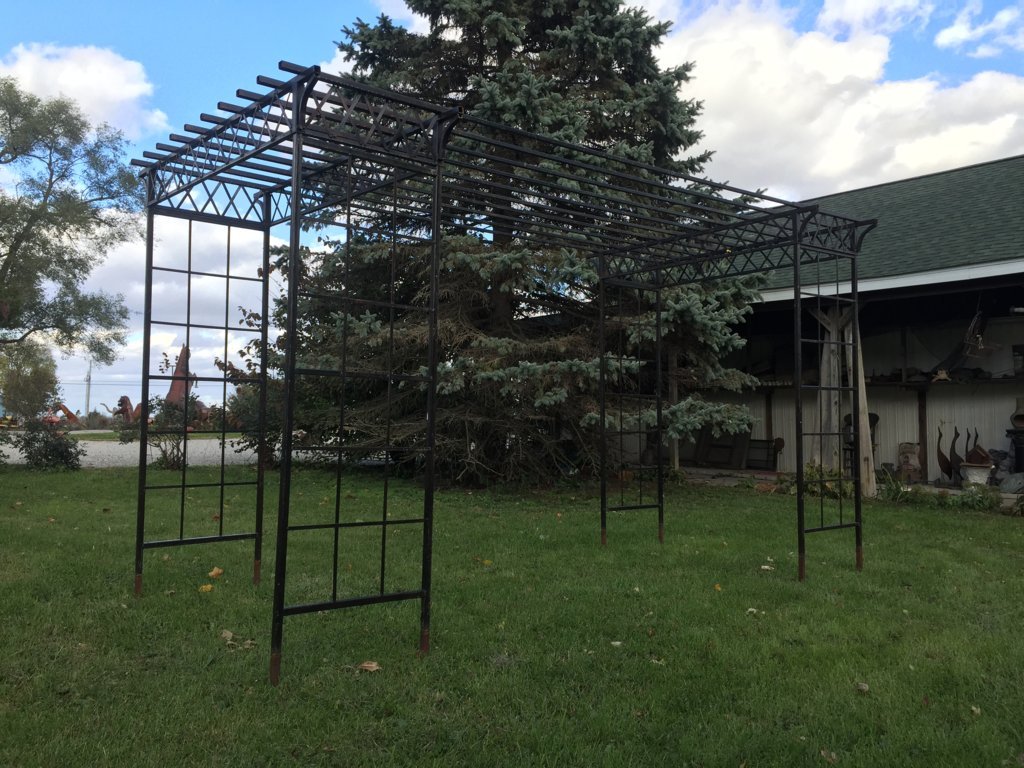 Wrought Iron Dresden Pergola Lattice Top Metal Arbor