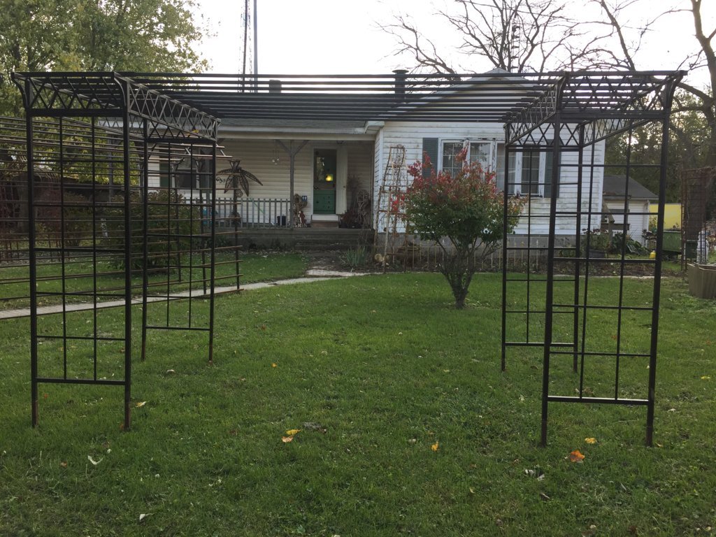 Wrought Iron Dresden Pergola Lattice Top Metal Arbor