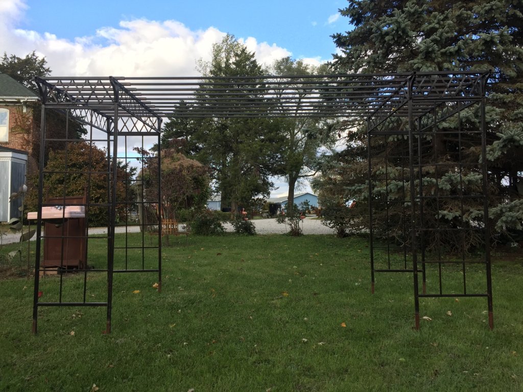 Wrought Iron Dresden Pergola Lattice Top Metal Arbor