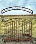 Wrought Iron Framed Curly Arch Header - Gate Topper 