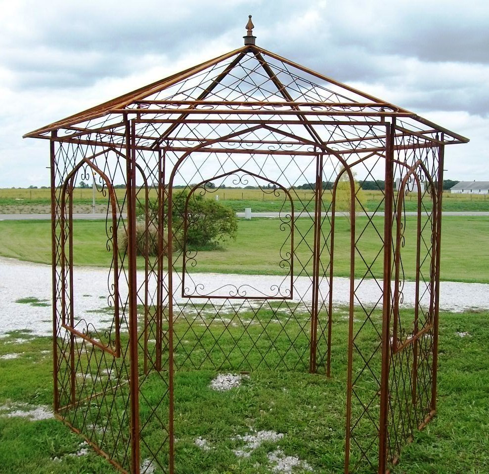 Wrought Iron Gazebo Arbor Metal Open Windows