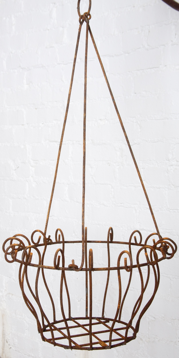 Wrought Iron Georgian Hanging Planter Basket in 2 Sizes