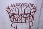 Wrought Iron Heart Plant Stand Decorative Pot Container in French Red