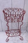Wrought Iron Heart Plant Stand Decorative Pot Container in French Red