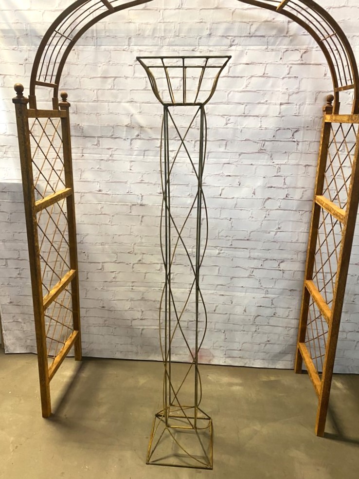 Wrought Iron Large Column Plant Stand Decorative Container