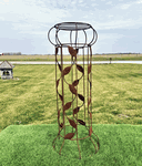 Wrought Iron Leaf Column Plant Stand Rustic Garden Pedestal