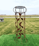 Wrought Iron Leaf Column Plant Stand Rustic Garden Pedestal