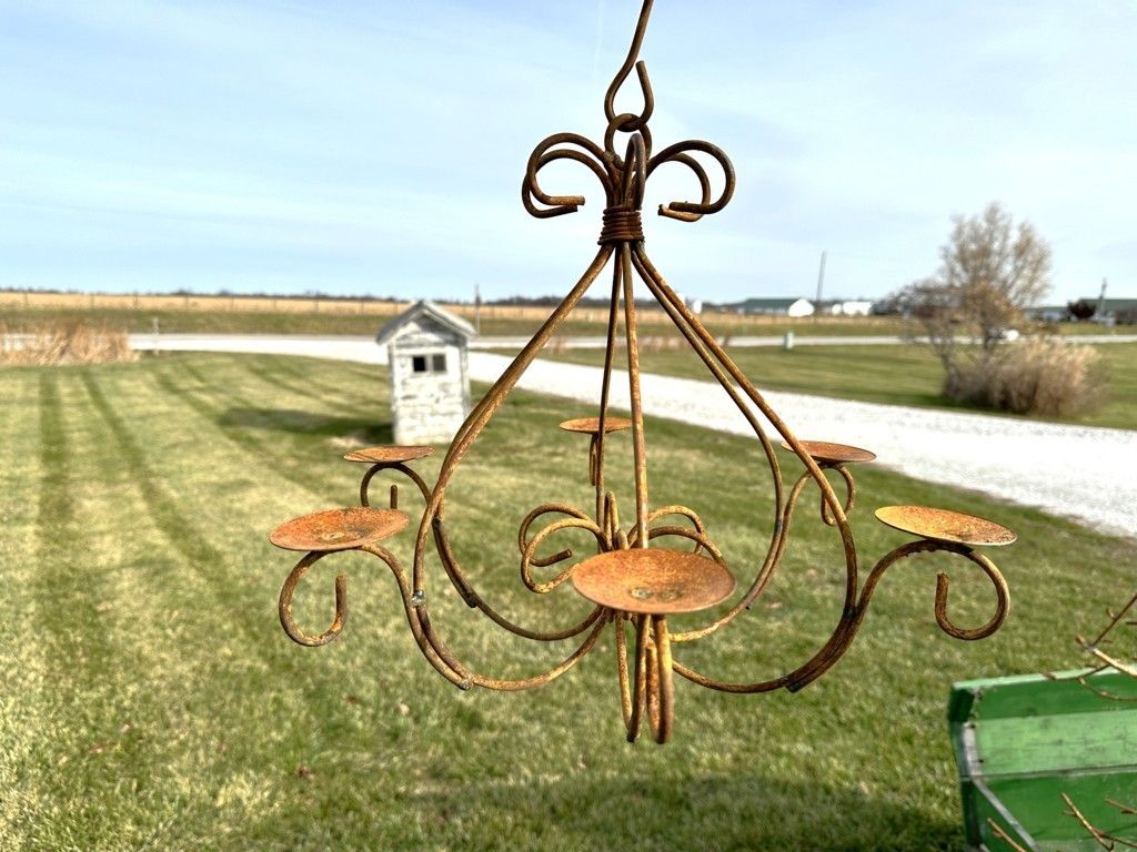 Wrought Iron Lola Outdoor Candle Chandelier NonElectric