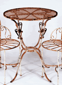Wrought Iron Mesh Topped Patio Tables