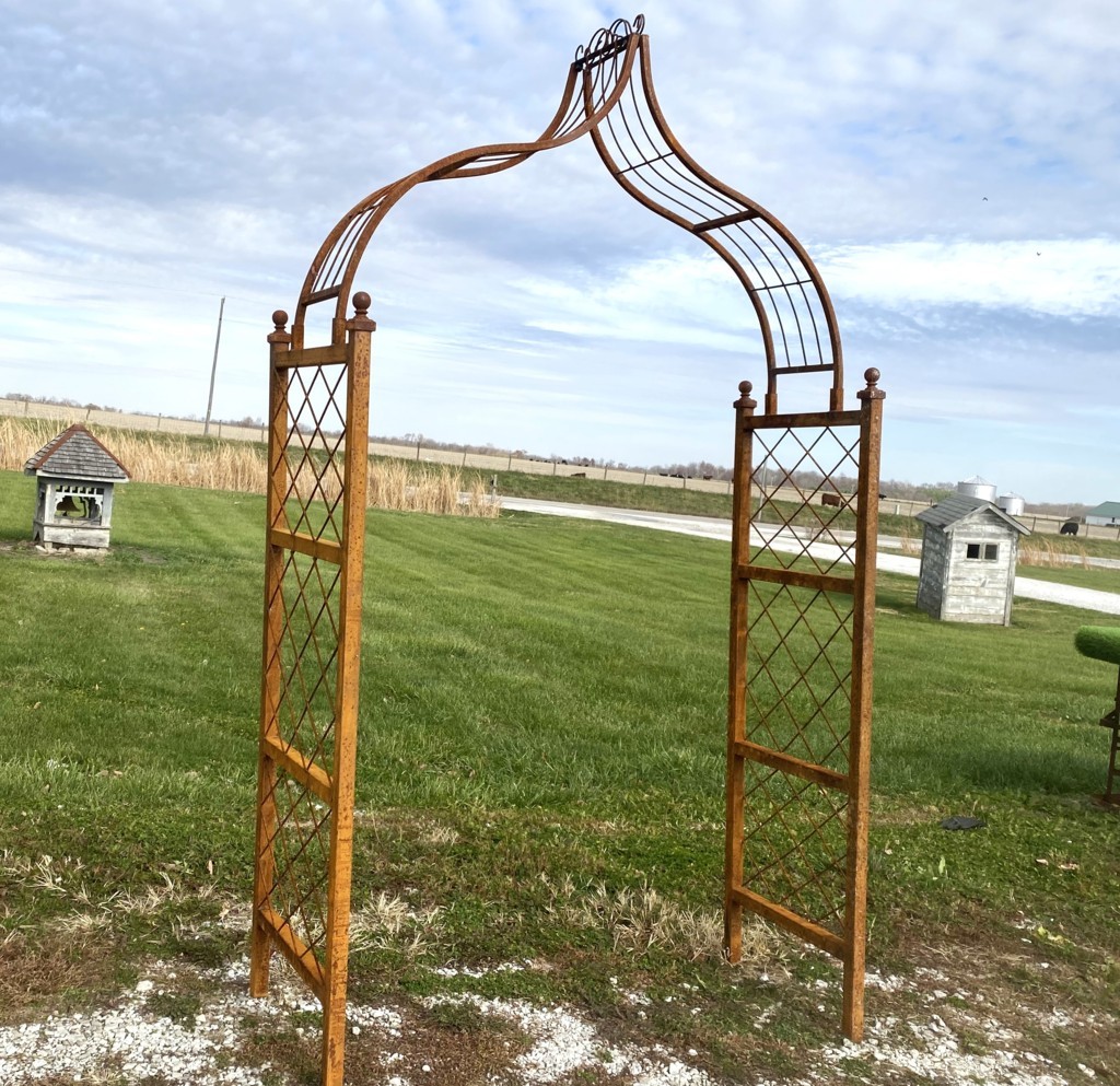 Wrought Iron Michael Arbor Large Flower & Vine Arch Trellis
