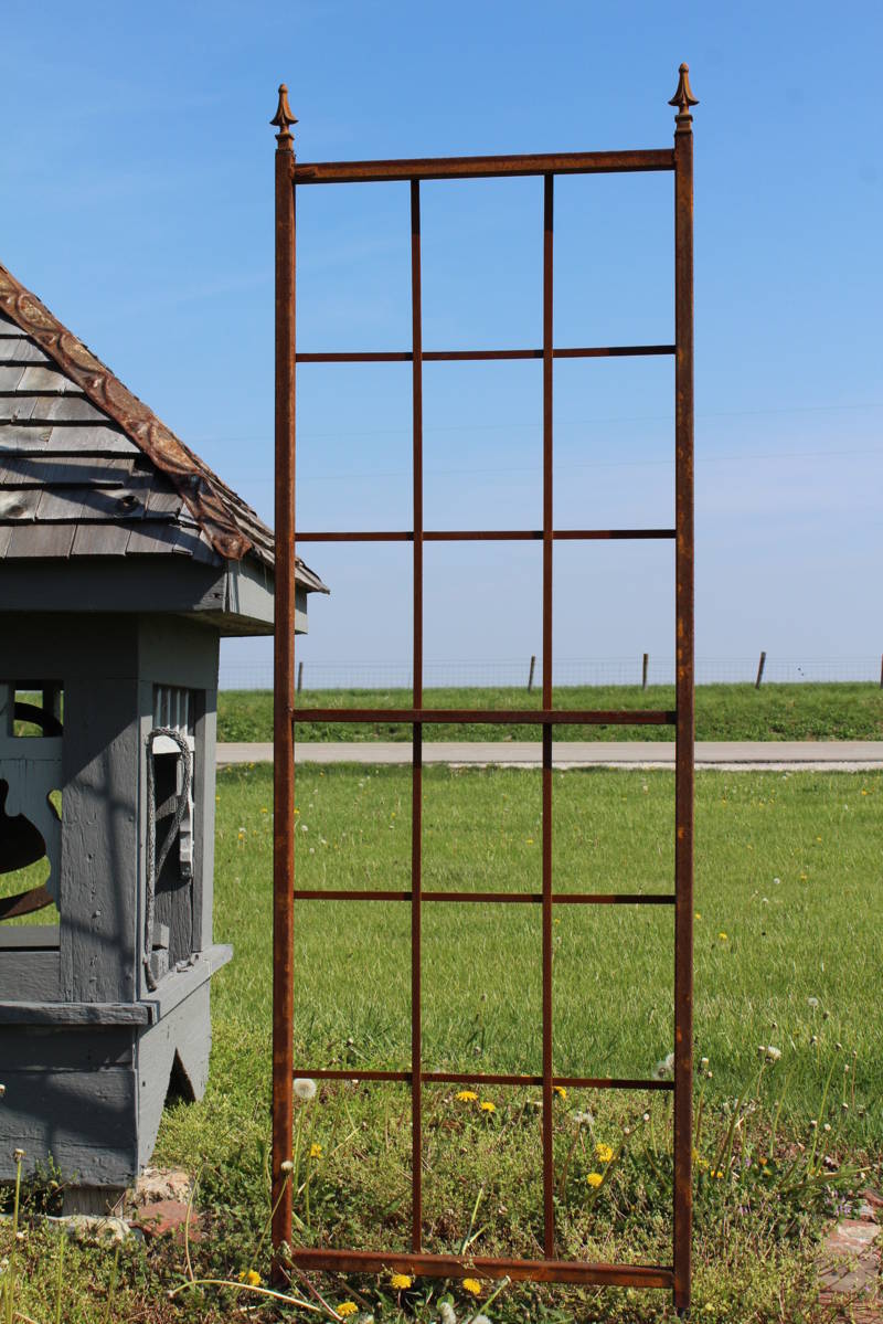 Wrought Iron Mission Flower Trellis w/ Finials