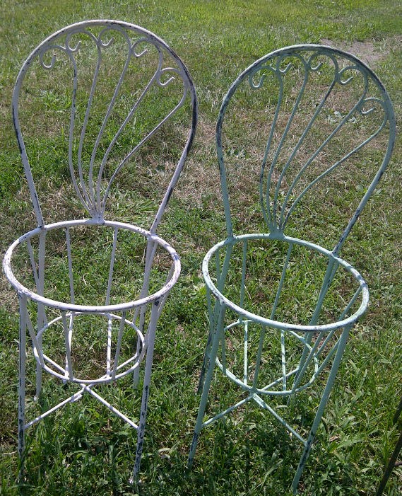 Wrought Iron Planter Chair Pot Holder Small Plant Stand