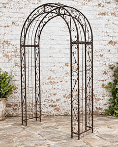 Wrought Iron Round Top Garden Trellis - Double Arches 62w