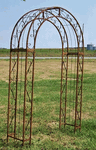 Wrought Iron Round Top Garden Trellis - Double Arches 62w