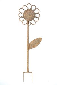 Wrought Iron 36"  Rusty Sunflower Garden Stake Flower Yard Ornament