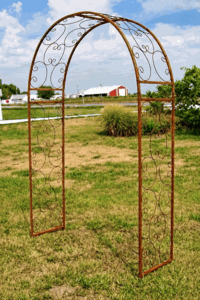 Wrought Iron Shell Flower Arbor - Antique Style Arch Trellis