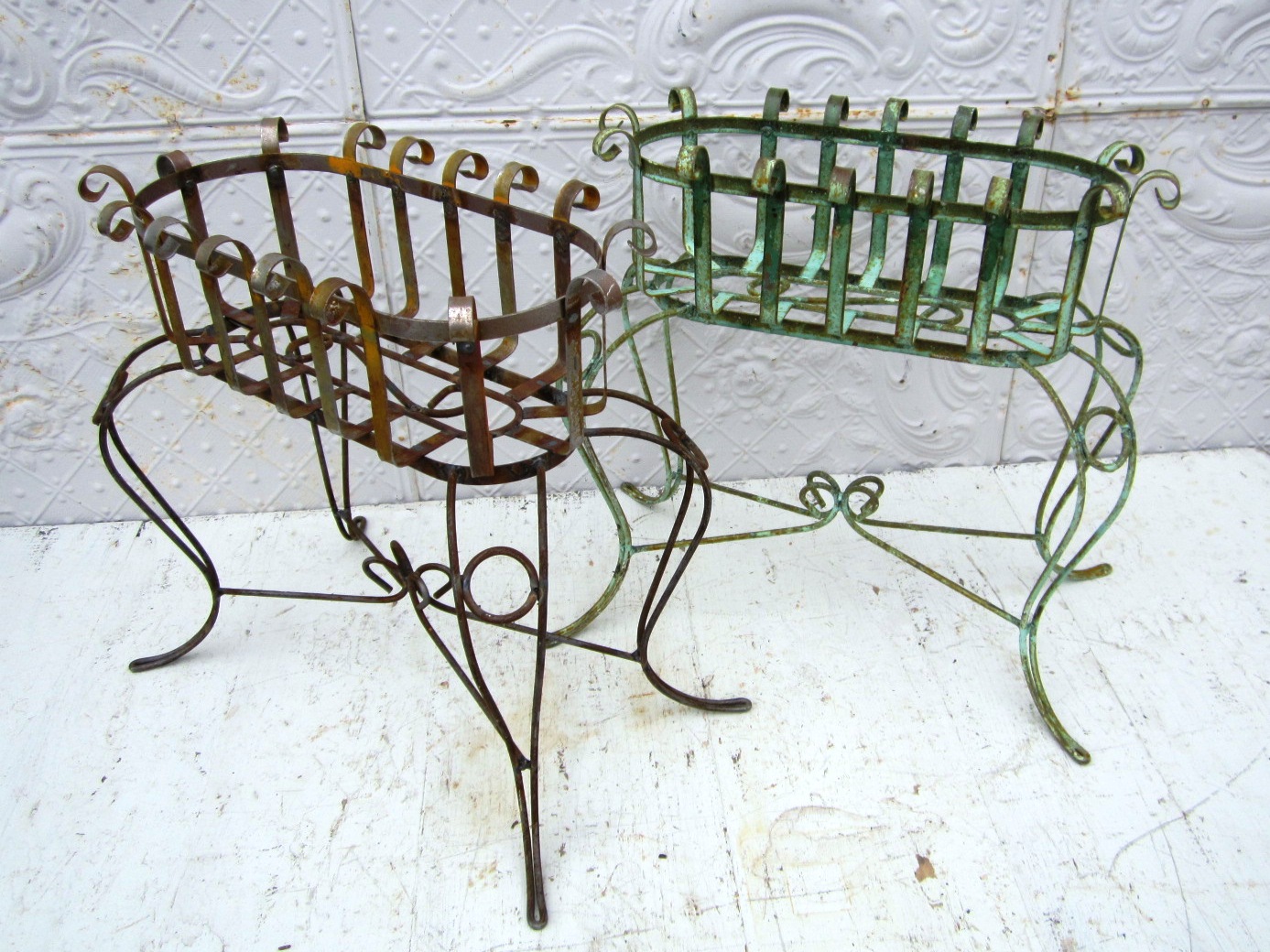 Wrought Iron Strap Plant Stands 2 Sizes Pot Holders
