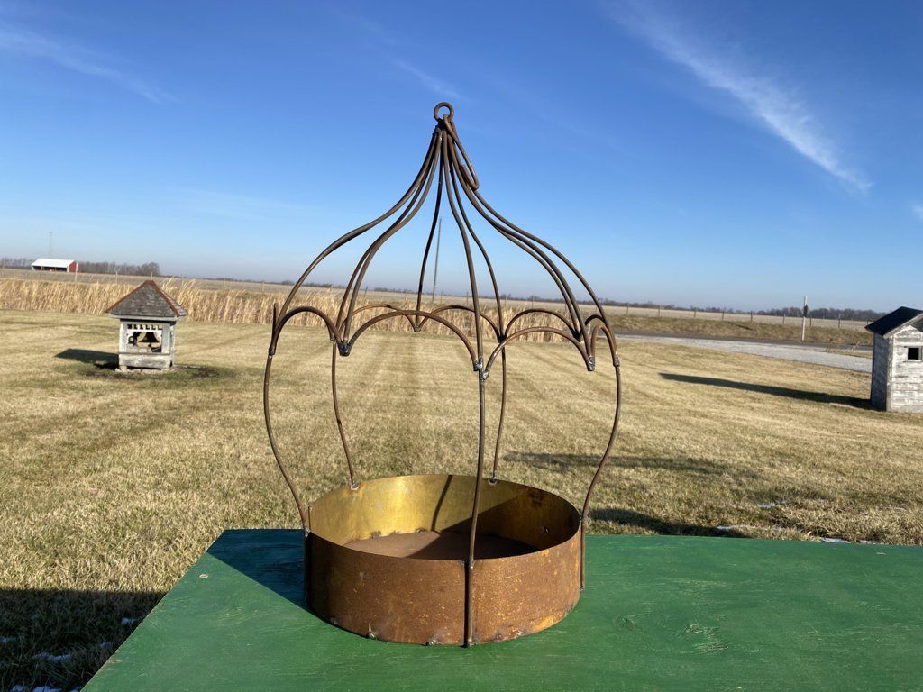 Wrought Iron Tin Bottom Umbrella Hanging Basket Decorative Container