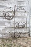 Wrought Iron Tri Fold Basket Plant Stand Decorative Container