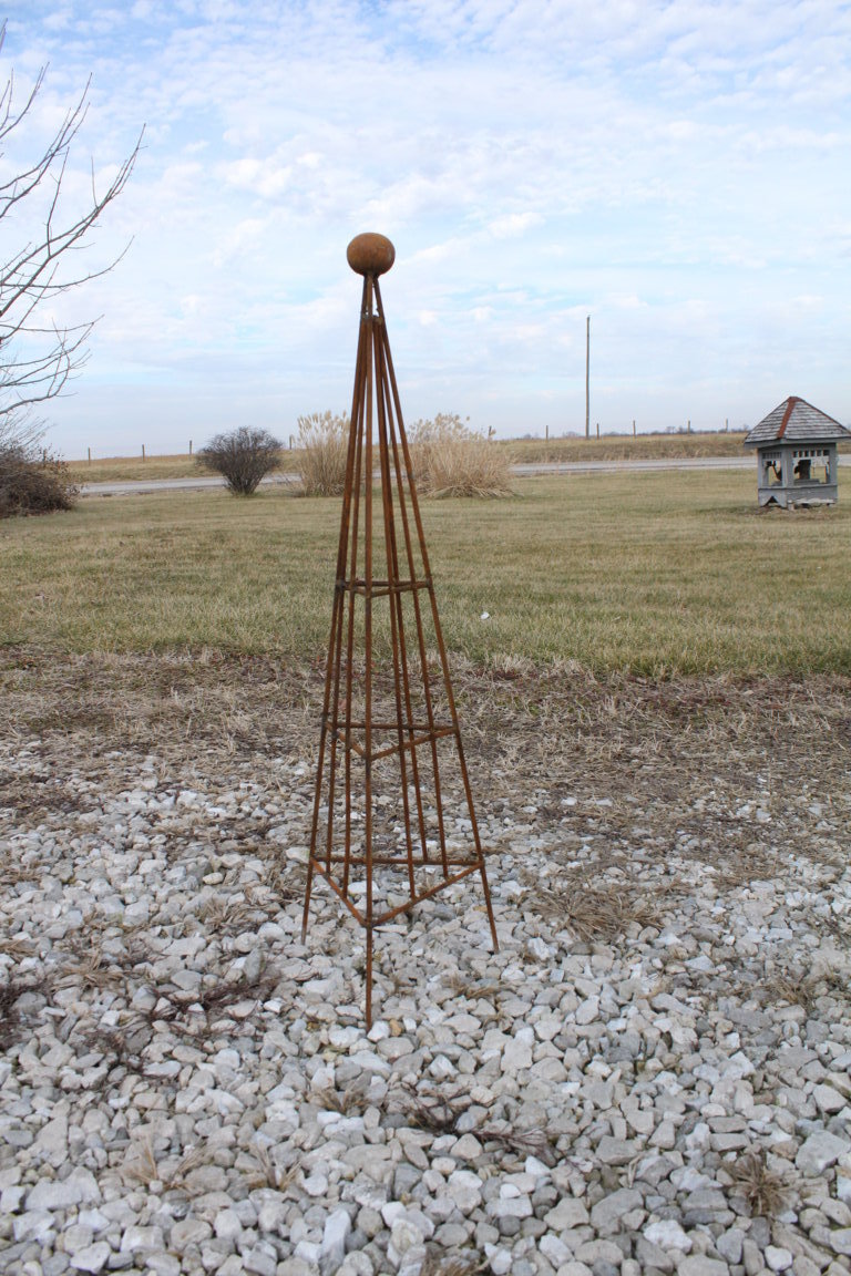 Wrought Iron Triangle Ball Top Topiaries in 5 Sizes Plant Supports