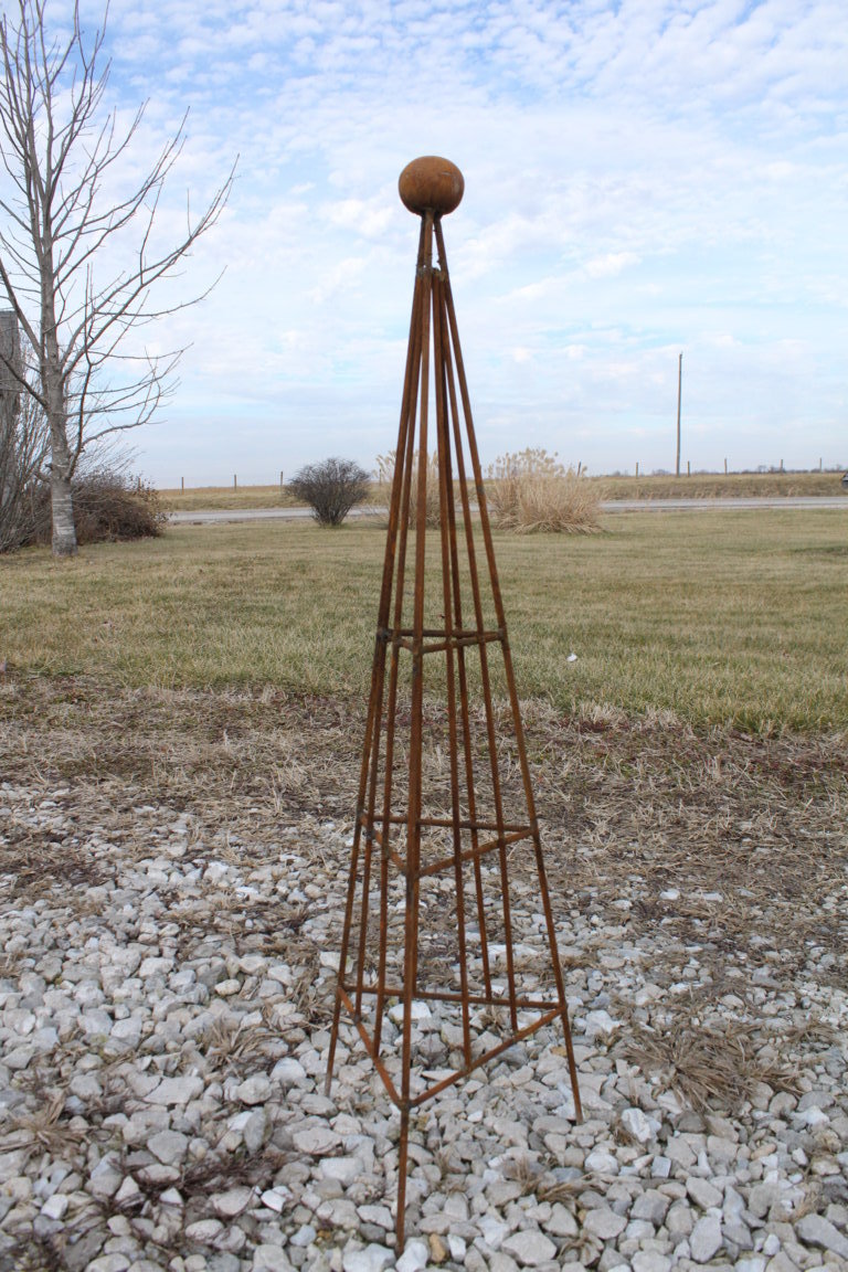 Wrought Iron Triangle Ball Top Topiaries in 5 Sizes Plant Supports