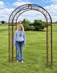 Wrought Iron XL Round Top Arbor - Metal Flower Garden Arch