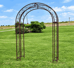 Wrought Iron XL Round Top Arbor - Metal Flower Garden Arch